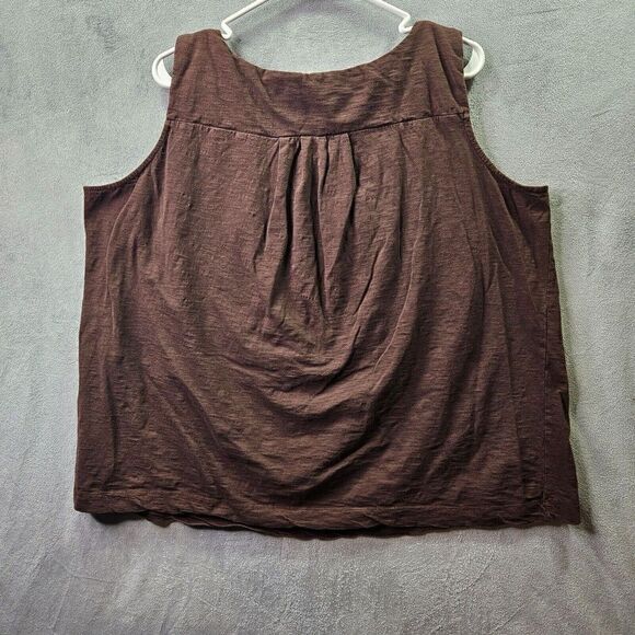 Charter Club Shirt Womens 1XL Brown Beaded Neck Stretch Sleeveless Tank Top - Picture 5 of 8